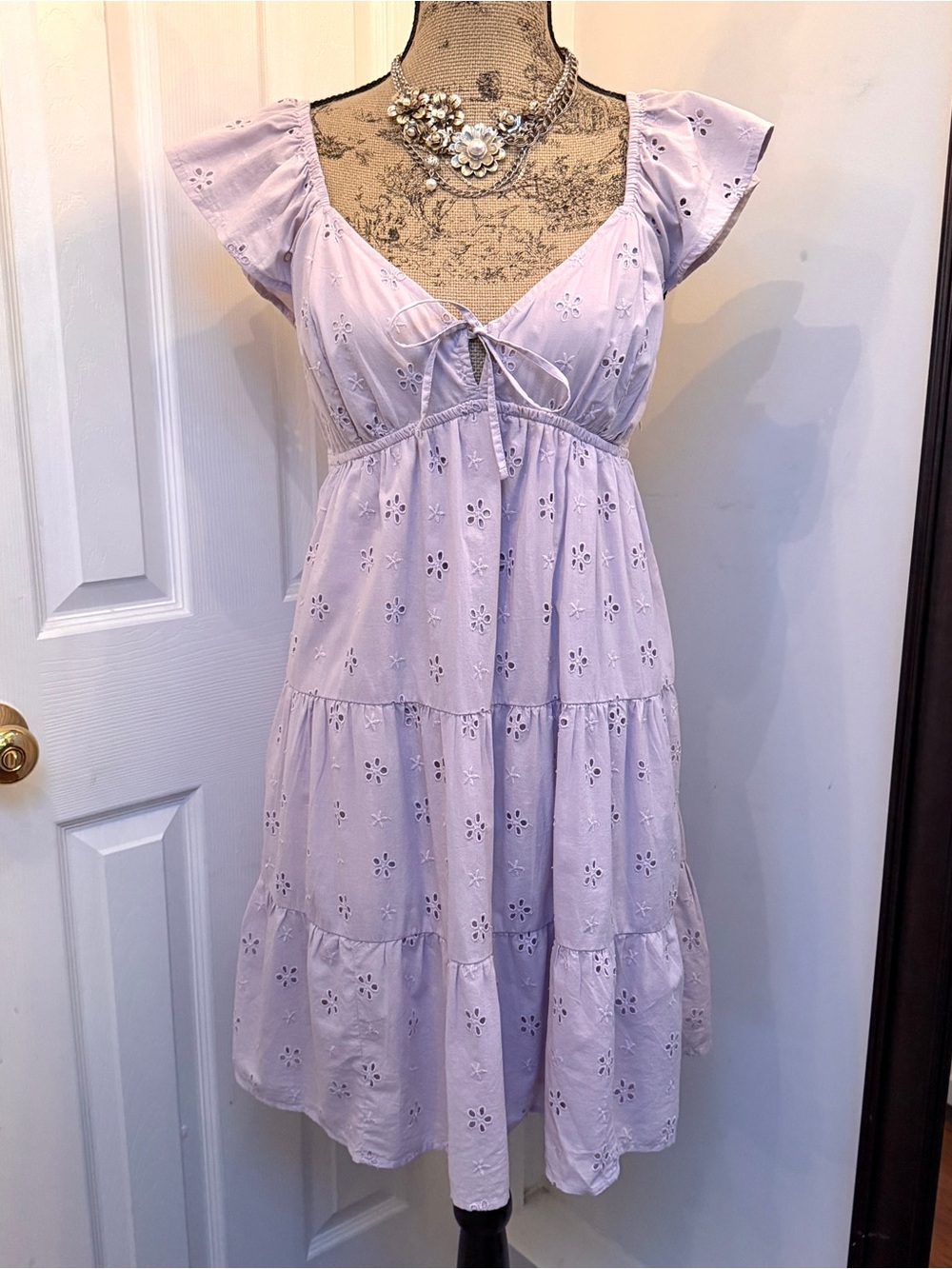 Hollister Co. Lavender Babydoll Eyelet Dress with Pockets